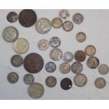 Miscellaneous silver coins.