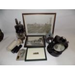 A railway signalling lamp and other railway related items.