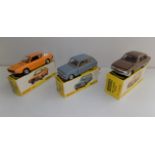 Dinky :- 1453 Renault 6, 011452 Peugeot 504 and 011451 Renault 17 each made in Spain and each boxed.