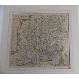 NORDEN & HOLE. "Hamshire, olim pars Belgarum." hand col engr map, 13 x 16 inches, late 17C.