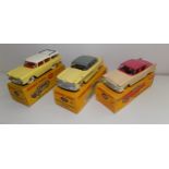 Dinky :- 193 Rambler station wagon, 174 Hudson Hornet, and 180 Packard clipper, each boxed.