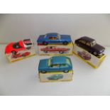 Dinky :- 202 Fiat Abarth, 174 Ford Mercury, Ref 011541 Ford Fiesta and Ref 538 Renault 16 TX,