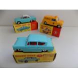 Dinky :- 143 Ford Capri, 274 A.A. Mini Van and 155 Ford Anglia, each boxed.