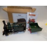A Roundhouse live steam Billy locomotive and tender, boxed.