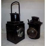 Two railway signalling lamps,