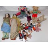 Miscellaneous celluloid and fabric dolls etc.