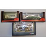 Two Die-cast coaches and Die-cast tractor engine, each boxed.