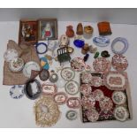 A collection of dolls house china etc including meat platter, dinner plates and jars.