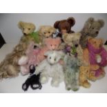 Thirteen teddy bears, mainly by Batty Bears by Cherrie Stephens.