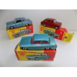 Dinky :- 139 Ford Consul Cortina, 138 Hillman Imp (luggage) and 134 Triumph Vitesse, each boxed.