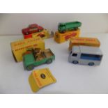 Dinky :- 268 Renault Dauphine, 420 Forward Control lorry, 340 Land Rover and 490 electric dairy van,