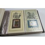 A large accumulation of stamps on leaves and three albums,