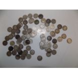 Approximately eighty four pre 1920 silver 3d.