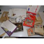 Miscellaneous philatelic material including loose stamps in packets, envelopes,