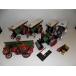 Three Mamod traction engines, a steam roller, a Wivelisc traction engine and three other engines.