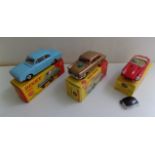 Dinky :- 130 Ford Consul Corsar, 144 V.W. 1500 and 120 Jaguar "E" Type, each boxed.