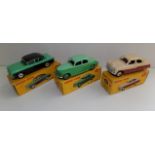 Dinky :- 165 Humber Hawk, 156 Rover 75 and 164 Vauxhall Cresta, each boxed.