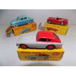 Dinky :- 166 Sunbeam Rapier, 112 Austin Healey and 167 A.C. ACECA, each boxed.