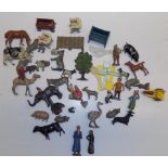 A quantity of lead animals and figures.