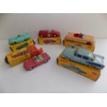 Dinky :- 238 Jaguar D Type (plastic hubs), 10 Sunbeam Alpine, 132 Packard convertible,