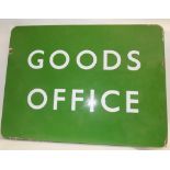 A heavy gauge steel enamel sign "Goods Office" 24" x18"