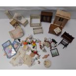 A collection of dolls house furniture etc.