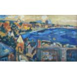 Tim NEWMAN (1956) Penzance and the Bay from Orchard Terrace (Newlyn) Oil on paper Signed,
