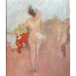 Rose HILTON (1931-2019) Standing Nude Oil on canvas Studio seal to the back 30 x 25.