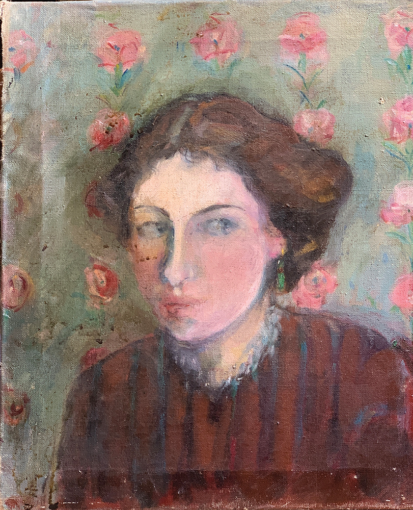 Rose HILTON (1931-2019) Portrait Oil on canvas Signed Rose Phipps and inscribed to the