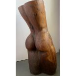 Max BARRETT (1937-1988) Female torso wood (yew wood?) sculpture Monogrammed 90cm This very personal