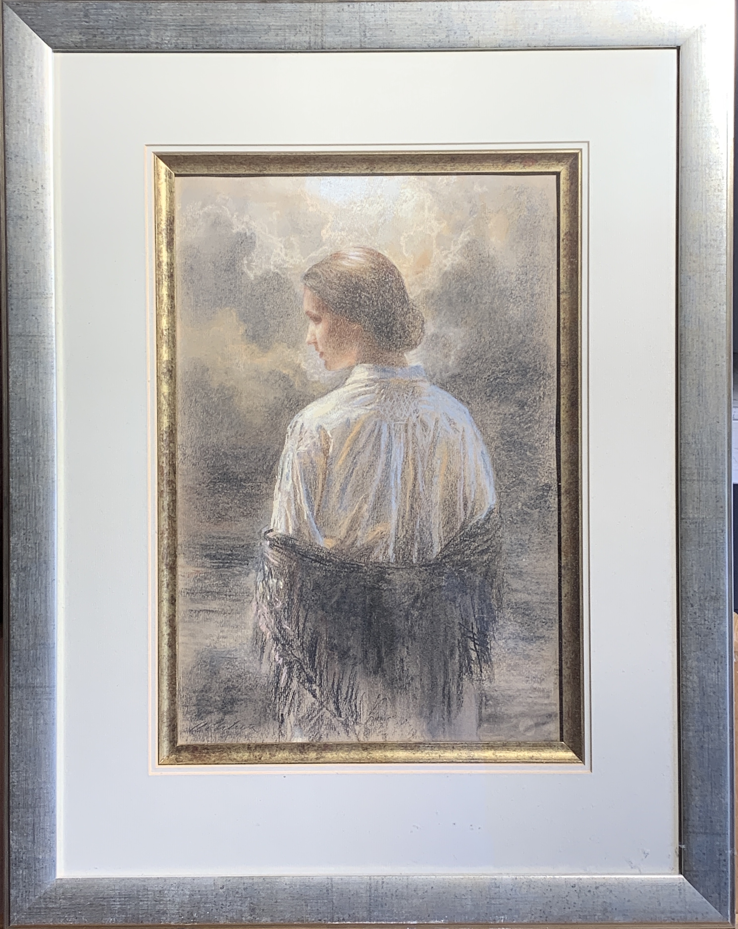 Andrew WHITE (1968) Portrait of a young lady Mixed media Signed 43 x 29cm - Image 2 of 2