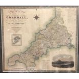 An engraved map, 'Map of the County of Cornwall,