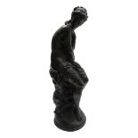 Mathurin Moreau (French, 1822-1912), a 20th century bronzed figure of a seated classical female,