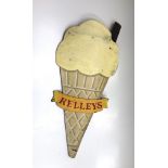 A hand painted wooden Kelley's ice cream sign, height 88cm.