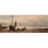 J ELLIOTT (British, 19th Century) Fishermen on the Foreshore