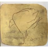 Julian DYSON (1936-2003) Terracotta Yellow Painted Plate
