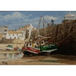 WILLIS (British, 20th Century) Boats in St. Ives Harbour