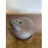 A studio pottery vase and a studio pottery sheep ornament. (Dimensions: Heights 15cm and 10cm)(
