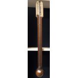 A 19th century mahogany stick barometer by H. Comyns, King's Road Chelsea. (Dimensions: Height