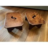 A pair of mahogany footstools, late 19th century. (Dimensions: Height 47cm, width 48.5cm)(Height