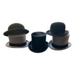 A silk top hat, Woodrow of Liverpool, and four other hats (5).Condition report: 24.5 x 16.6cm are