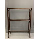 A Victorian mahogany towel rail. (Dimensions: Height 100cm, width 76cm.)(Height 100cm, width 76cm.)