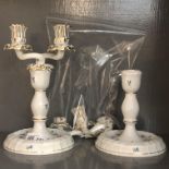 A pair of Herend porcelain gilt and floral decorated candelabras. (Dimensions: Height 23.5cm)(Height