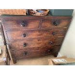 A mahogany chest of drawers, early 19th century, with two short and three long drawers, on bracket