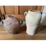 Two terracotta vessels. (Dimensions: Height 41cm)(Height 41cm)