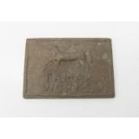A Tamar works rectangular tin ingot, stamped with a lamb and flag. (Dimensions: Width 10cm, height