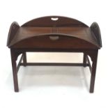 A George III style mahogany butler's tray on stand. (Dimensions: Height 71cm, width 92cm.)(Height