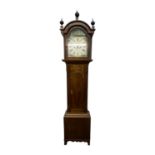 A 19th century pine eight day longcase clock, the painted arched dial inscribed 'Willm Pollard,