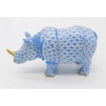 A Herend porcelain rhino. (Dimensions: Height 7 cm.)(Height 7 cm.)