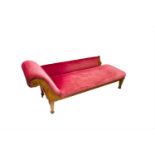 A late 19th century oak chaise longue. (Qty: 1)